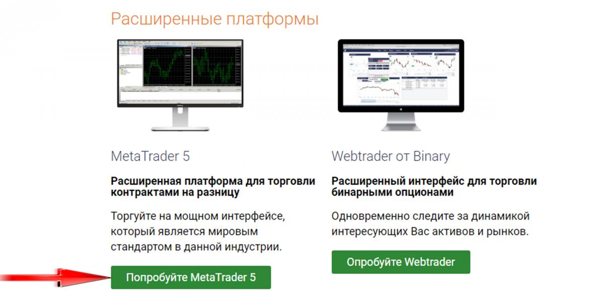 Как торговать у брокера Binary.com через платформу Метатрейдер 5